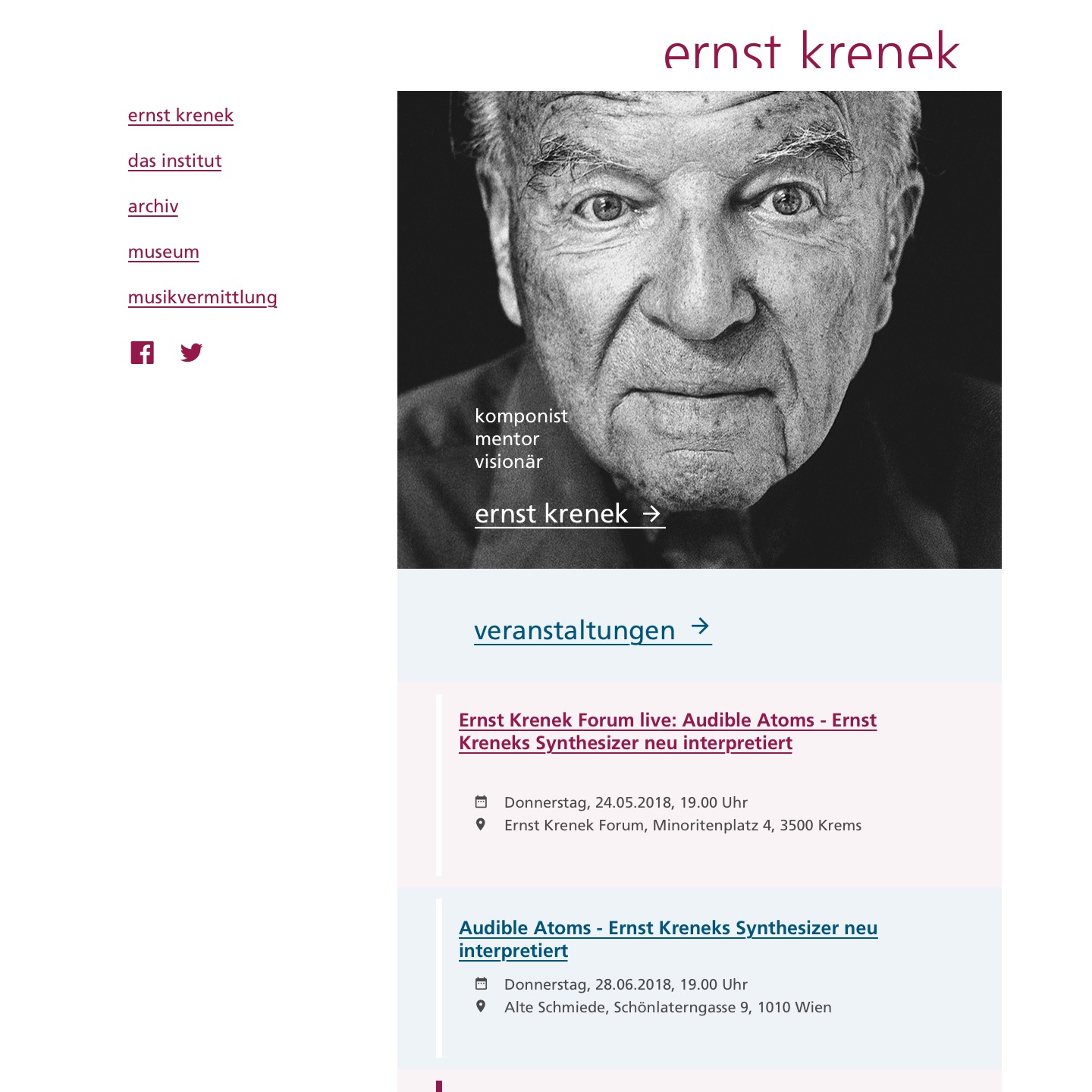 Homepage – Ernst Krenek Institute Website krenek.at