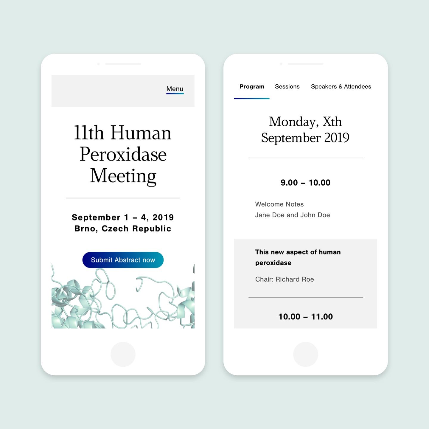 Program page design for the 11th Human Peroxidase Meeting