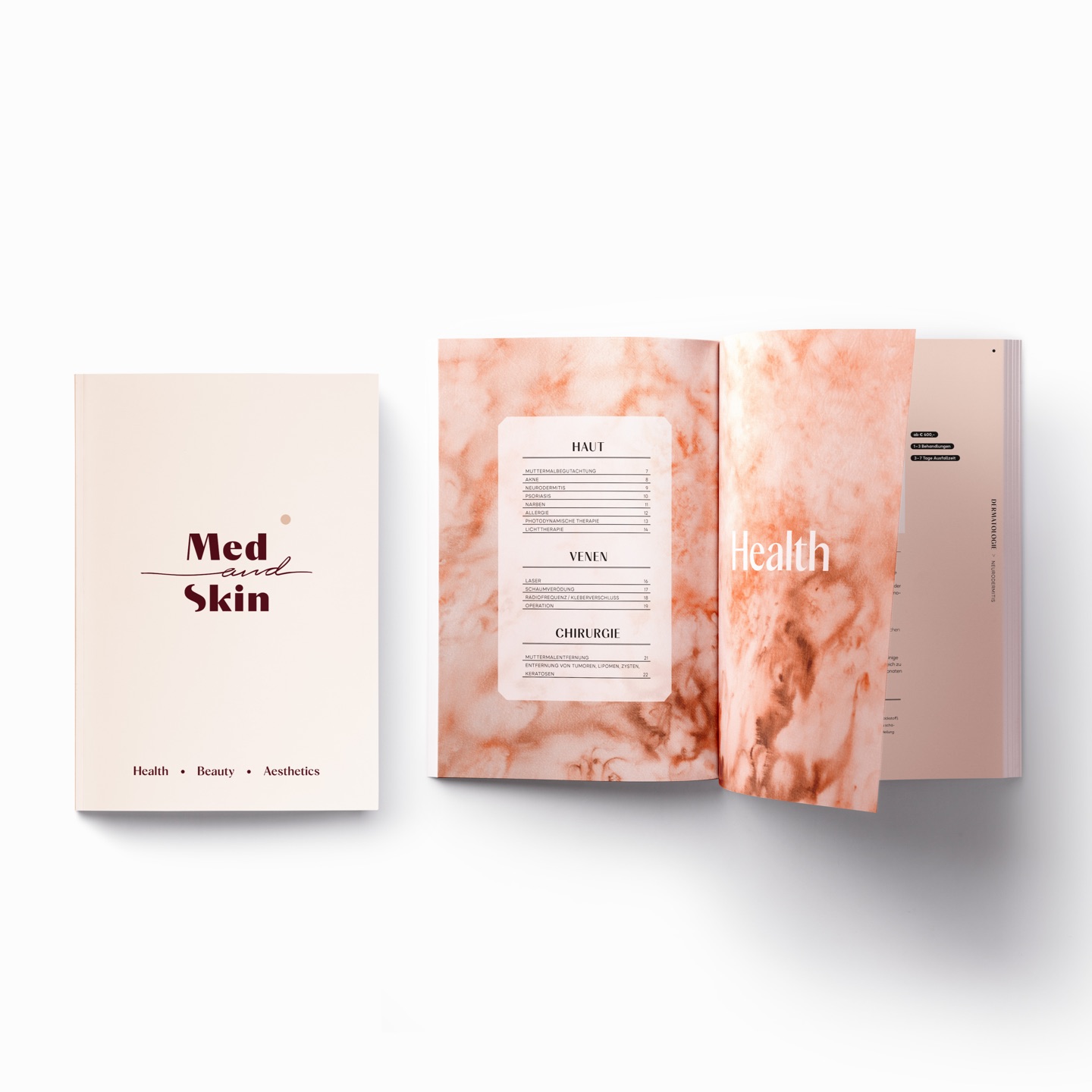 Brochure cover design for med and skin