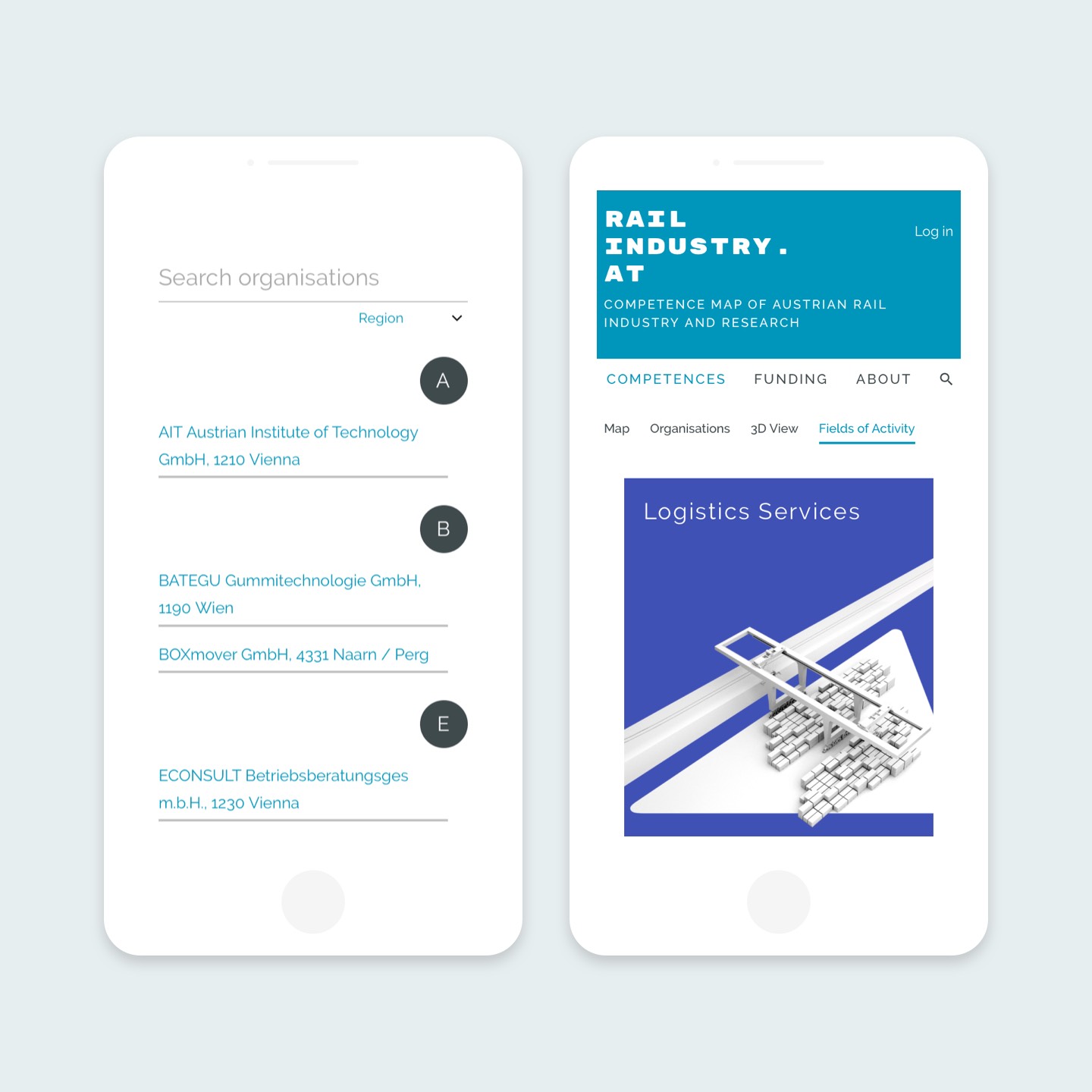 railindustry.at Webdesign – two mobile screens