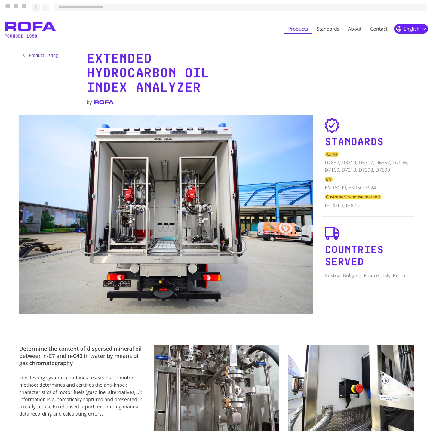 Webdesign of a product site of rofa.at