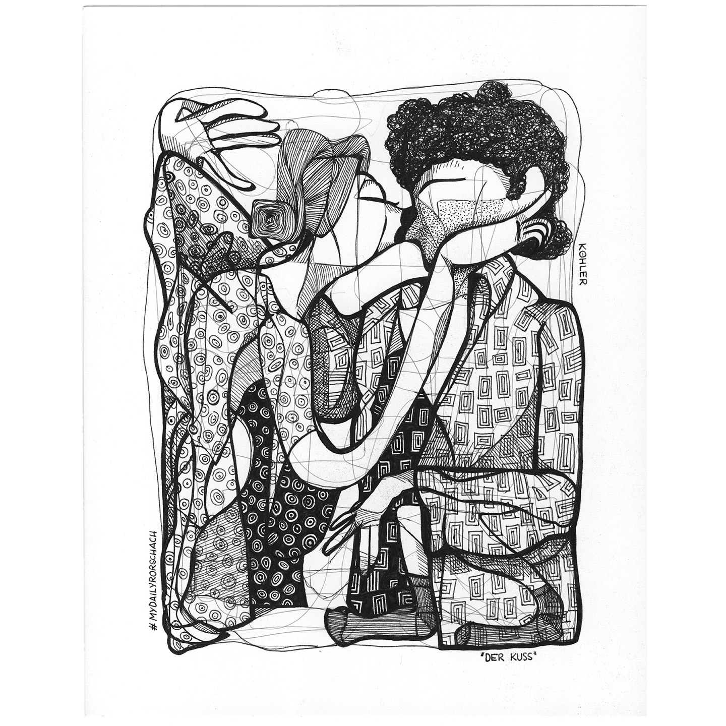 "Der Kuss" – Illustration #mydailyrorschach by Barbara Köhler