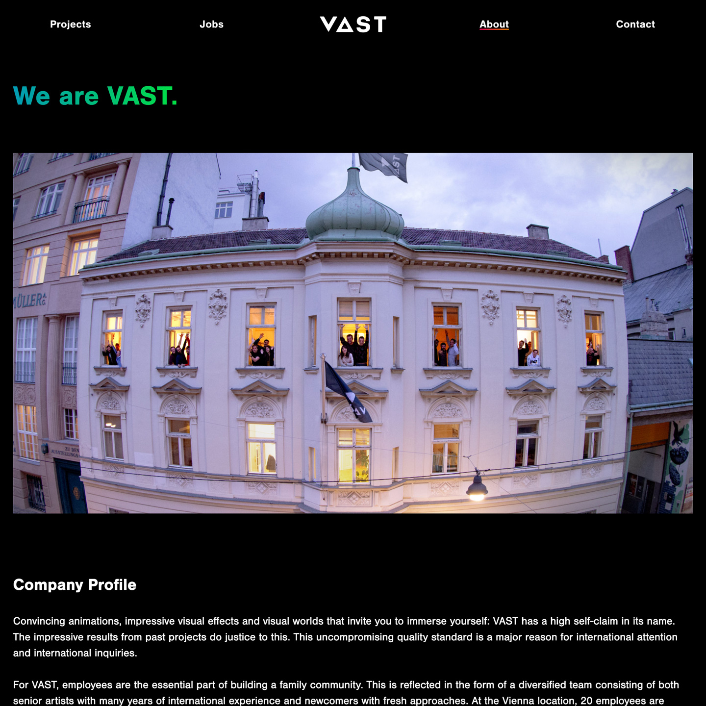 Website vast.pictures – Screenshot of about page Website vast.pictures – Screenshot of about page