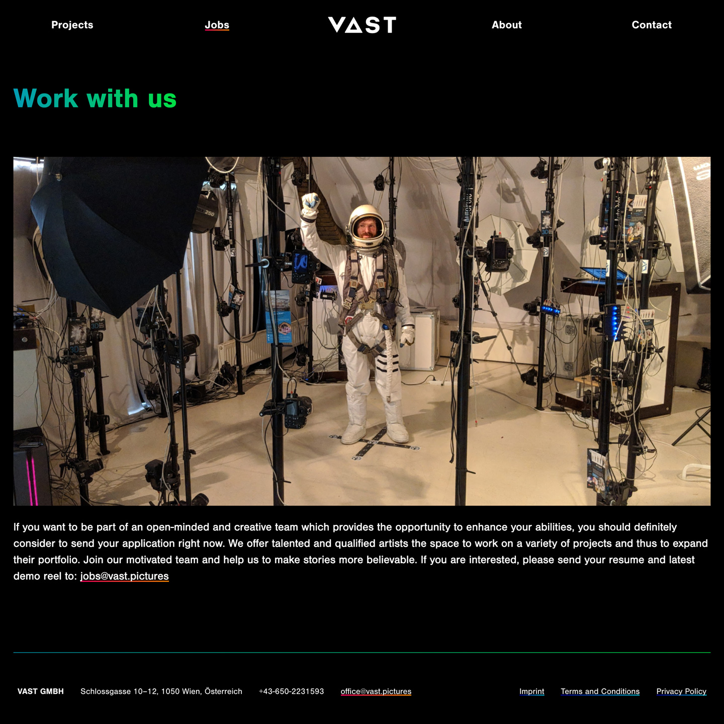 Website vast.pictures – Screenshot of job page