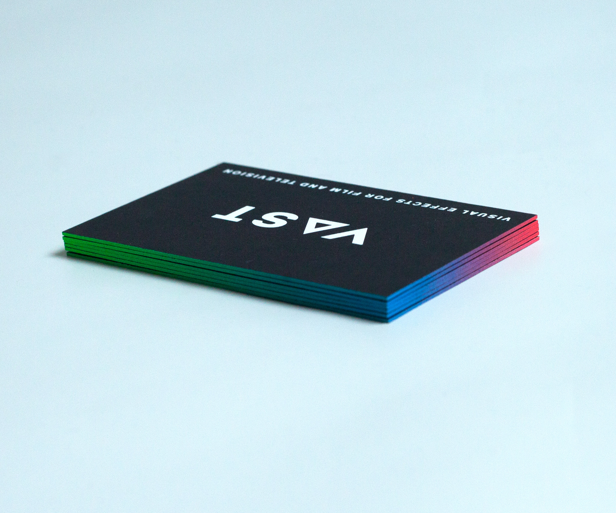 VAST business cards with colored egdes with a gradient VAST business cards with colored egdes with a gradient