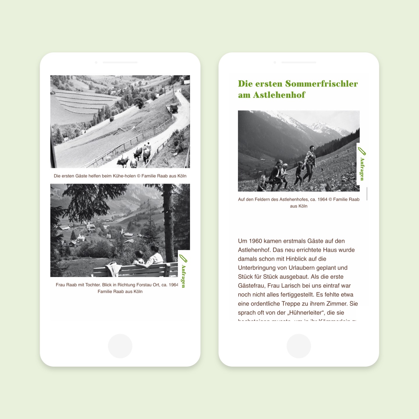 astlehen.at - mobile screens of chronicle page astlehen.at - mobile screens of chronicle page