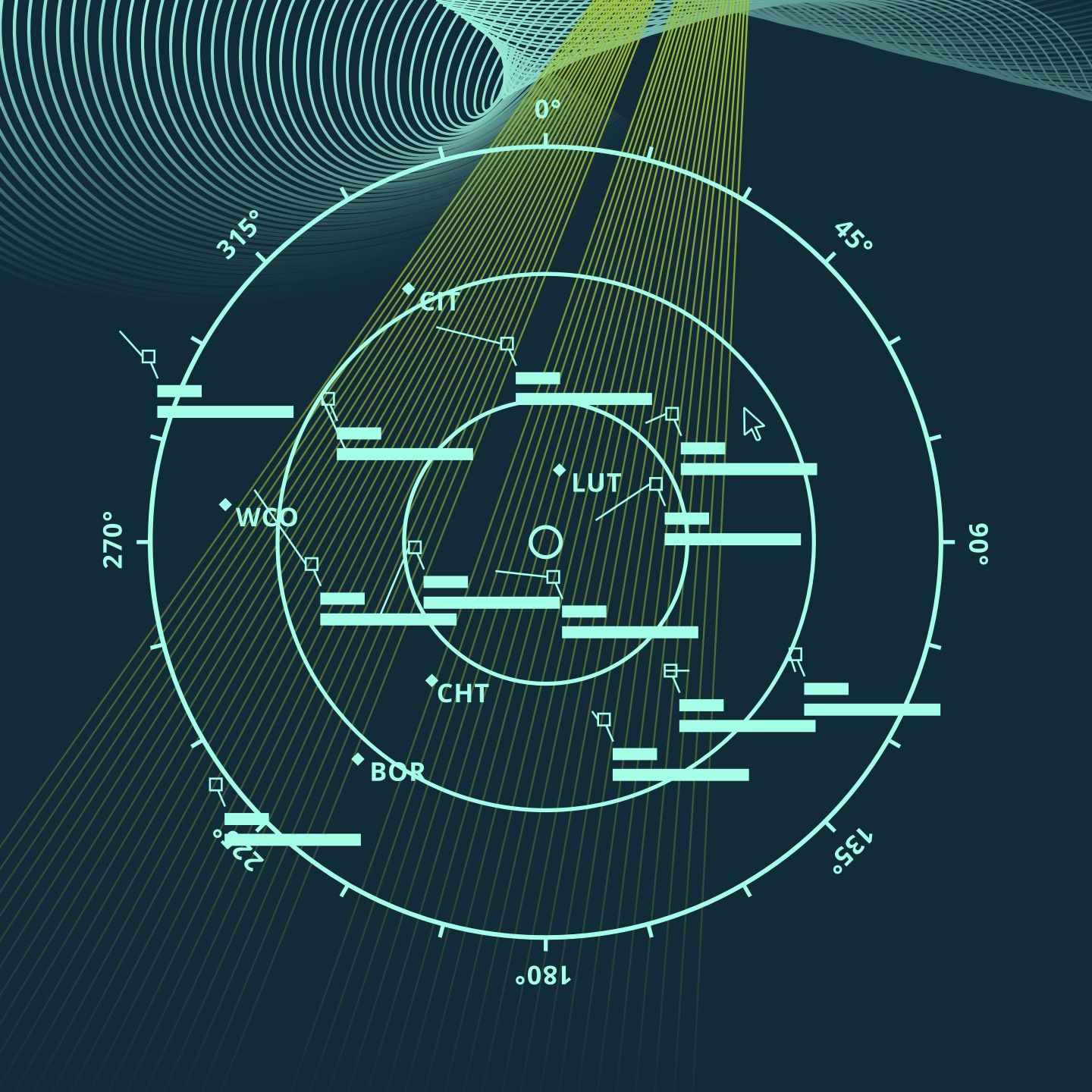 Keyvisual of an illustrated flight radar screen for the platform open4aviation.at