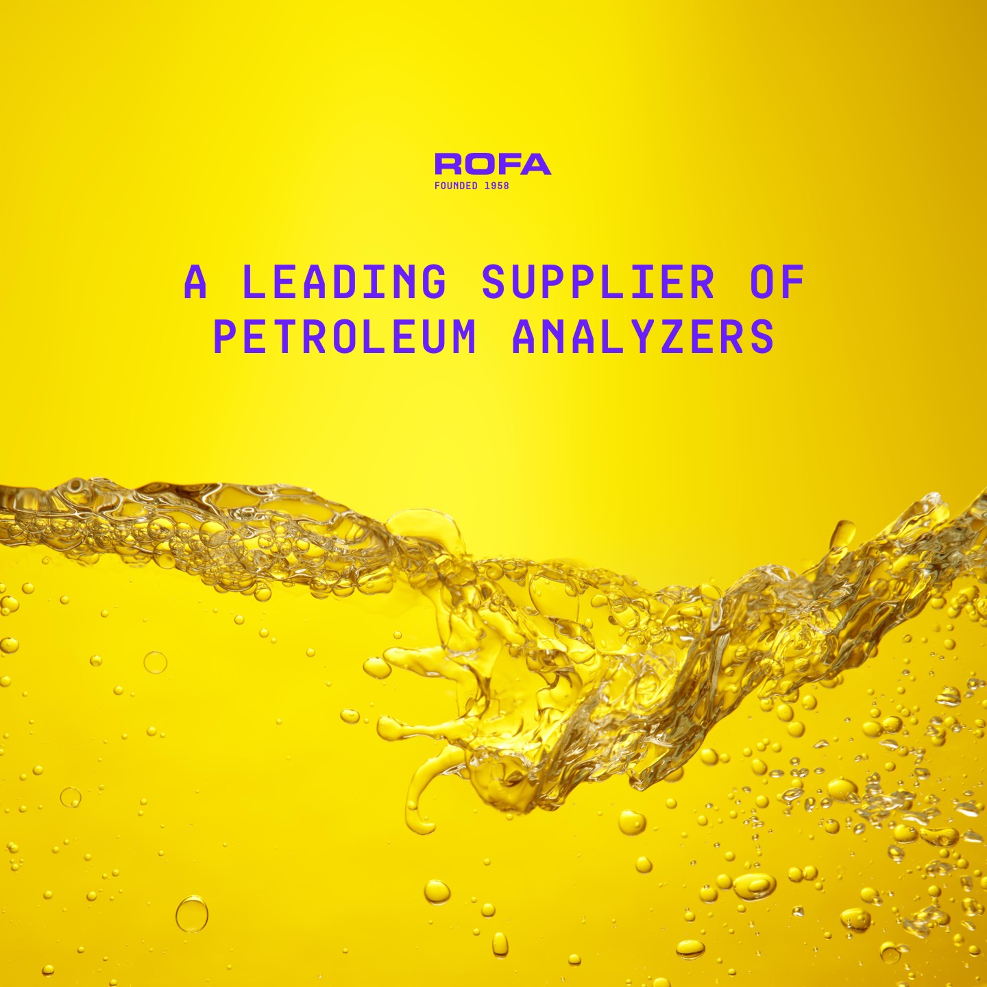 The keyvisual of ROFA – detail photography of petroleum on a yellow background