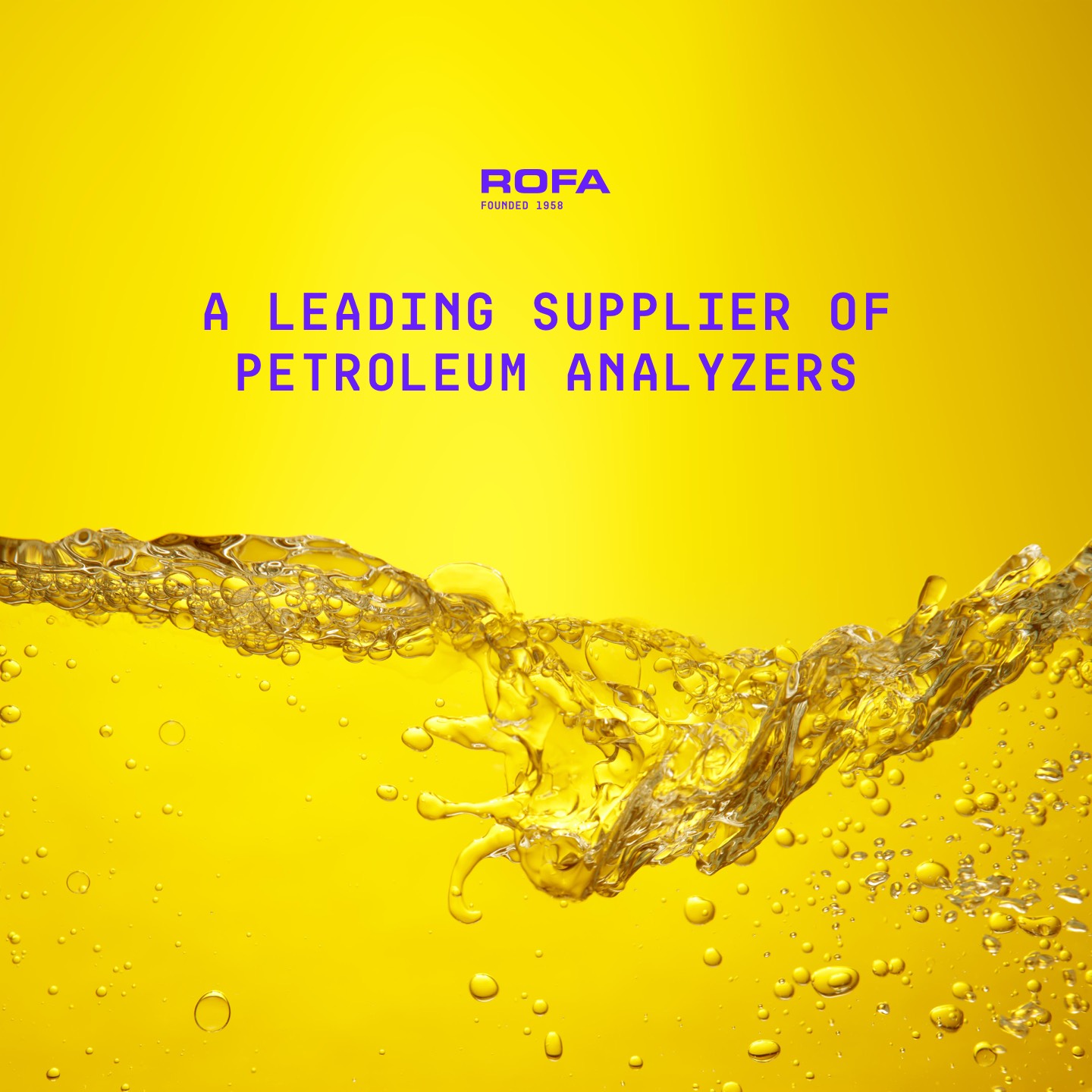 The keyvisual of ROFA – detail photography of petroleum on a yellow background