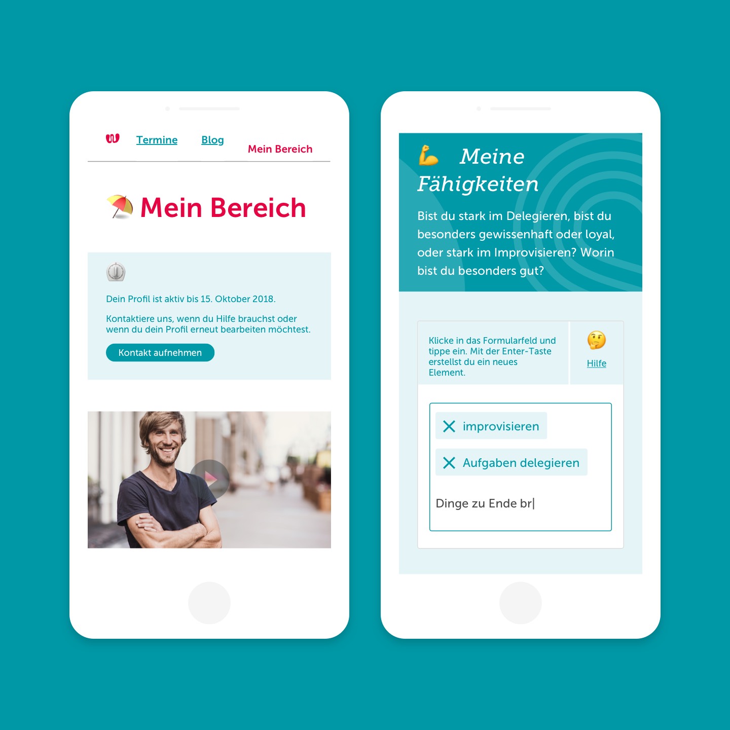 whosoo Webapp on mobile Screens Webapplication design – two mobile screens