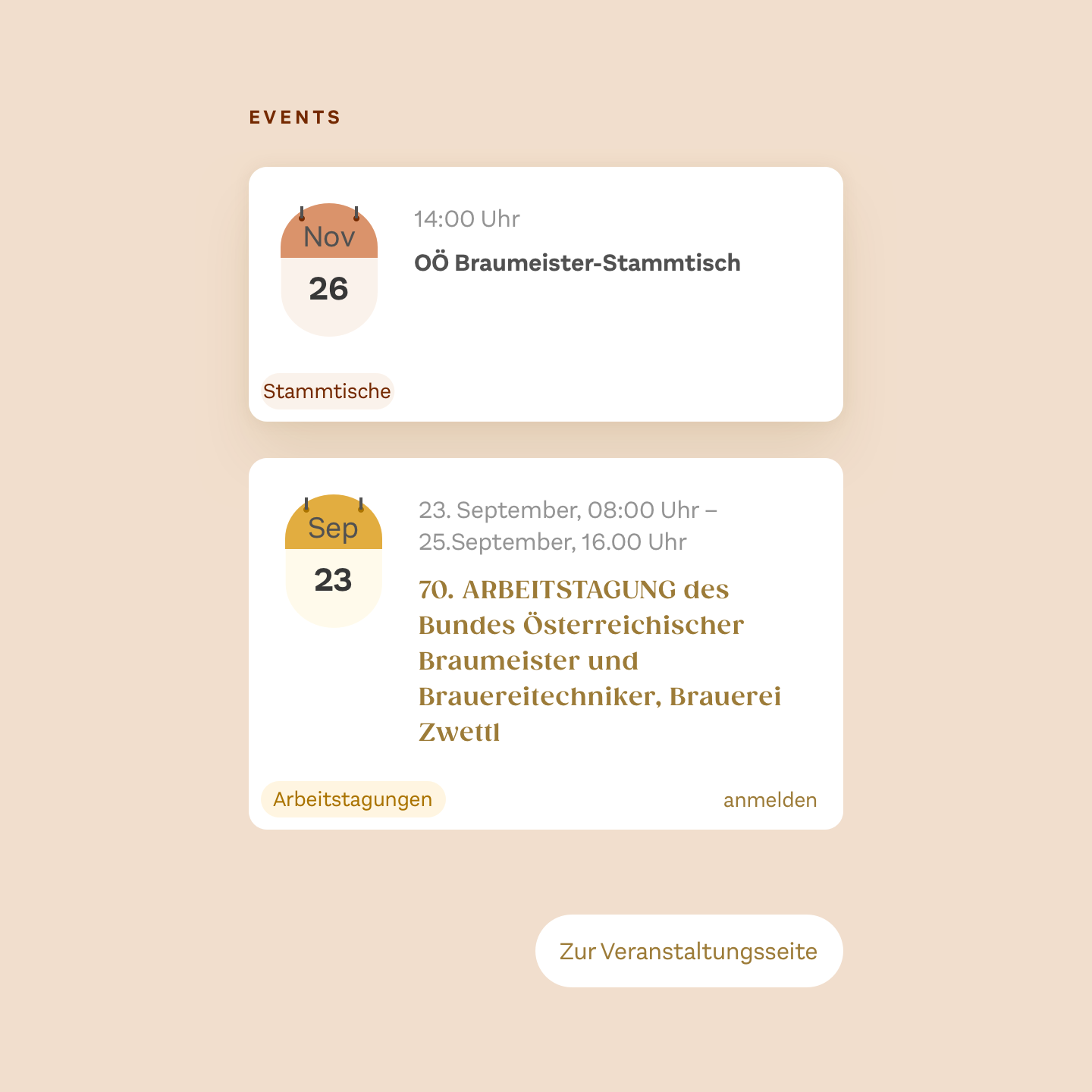 Event teasers on braumeisterbund.at Design of event teasers on braumeisterbund.at